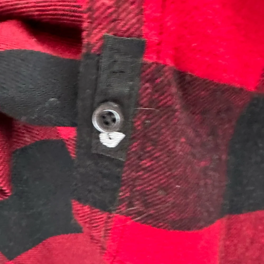 Burnside Vintage Plaid Boyfriend Flannel Shirt Red Black Large Huskers Nebraska - Picture 11 of 16